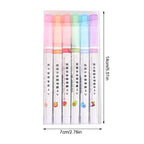 Linear Roller Color Pens Highlighters with 6 Different Curve Shapes (Set of 6)